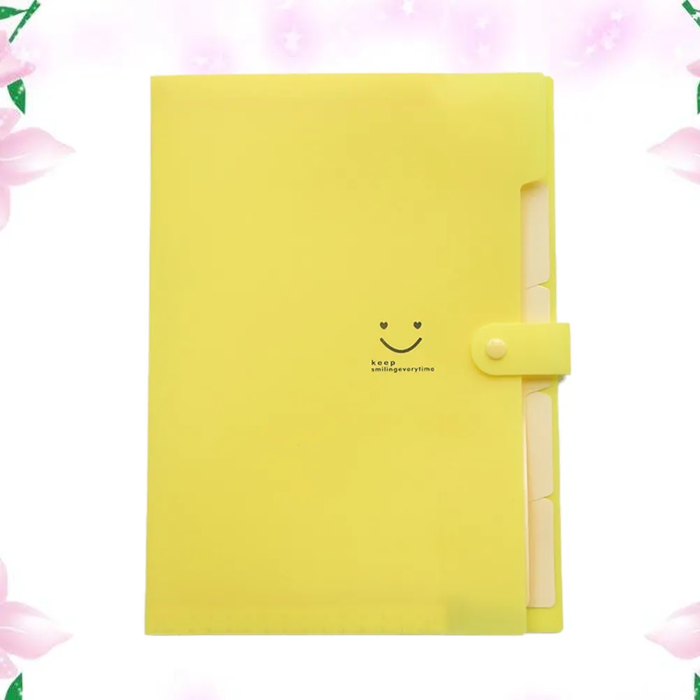 

Plastic A4 Expanding File Folder 5 Pockets Fold-Over Clasp Secure Storage Bright Yellow Accordion Document Organizer for Office