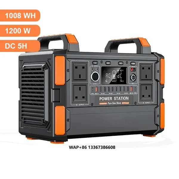 

Outdoor Camping Power Station High Rating 1008Wh Lithium-ion Battery 1200 Watts Solar Panel Power Supply MPPT Controller