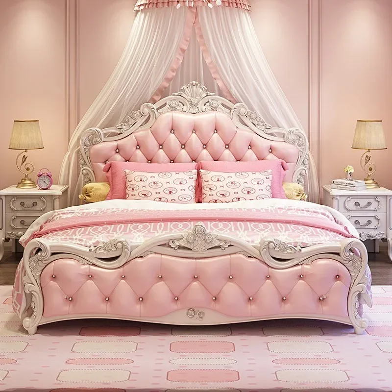Deluxe princess castle European bed double bed French princess 1.5/1 luxury wedding bed master bedroom