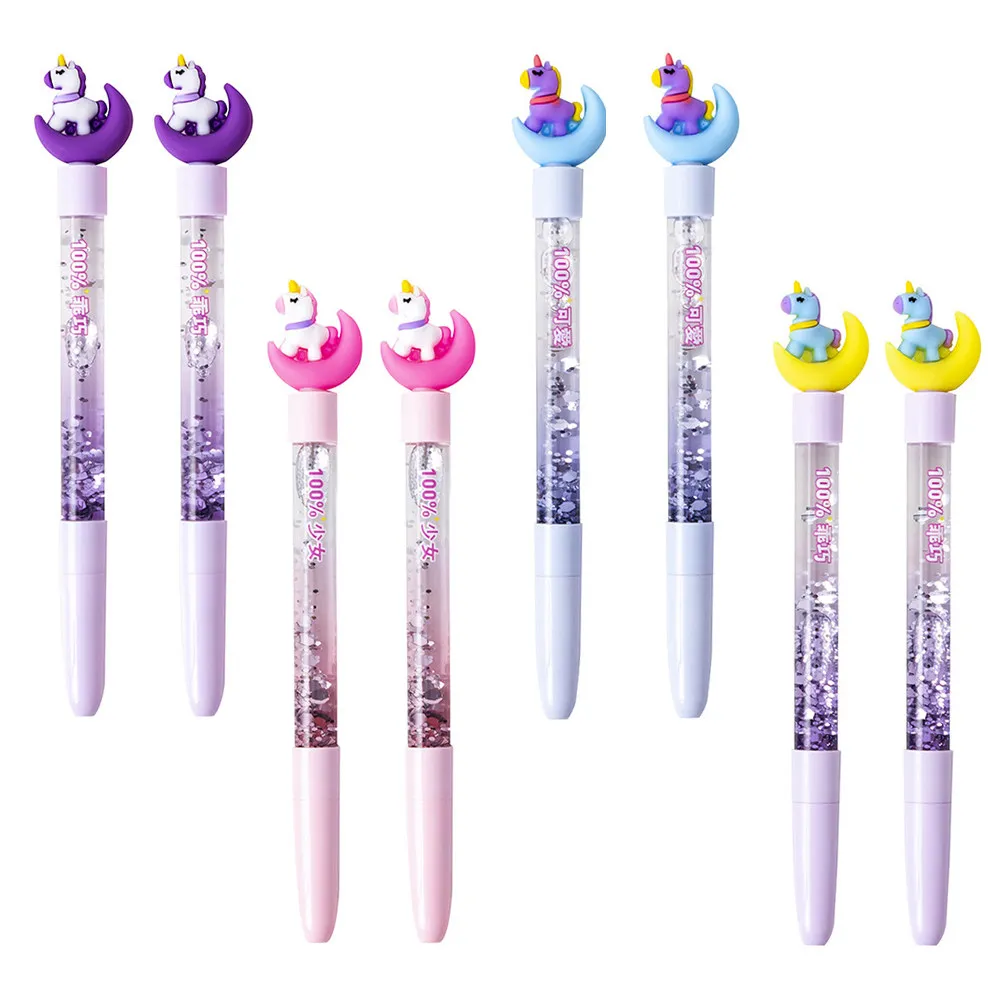 8Pcs Black Gel Pens Smooth Writing Multi-Function Sign Pens for Office School Study Household Use Cartoon Style