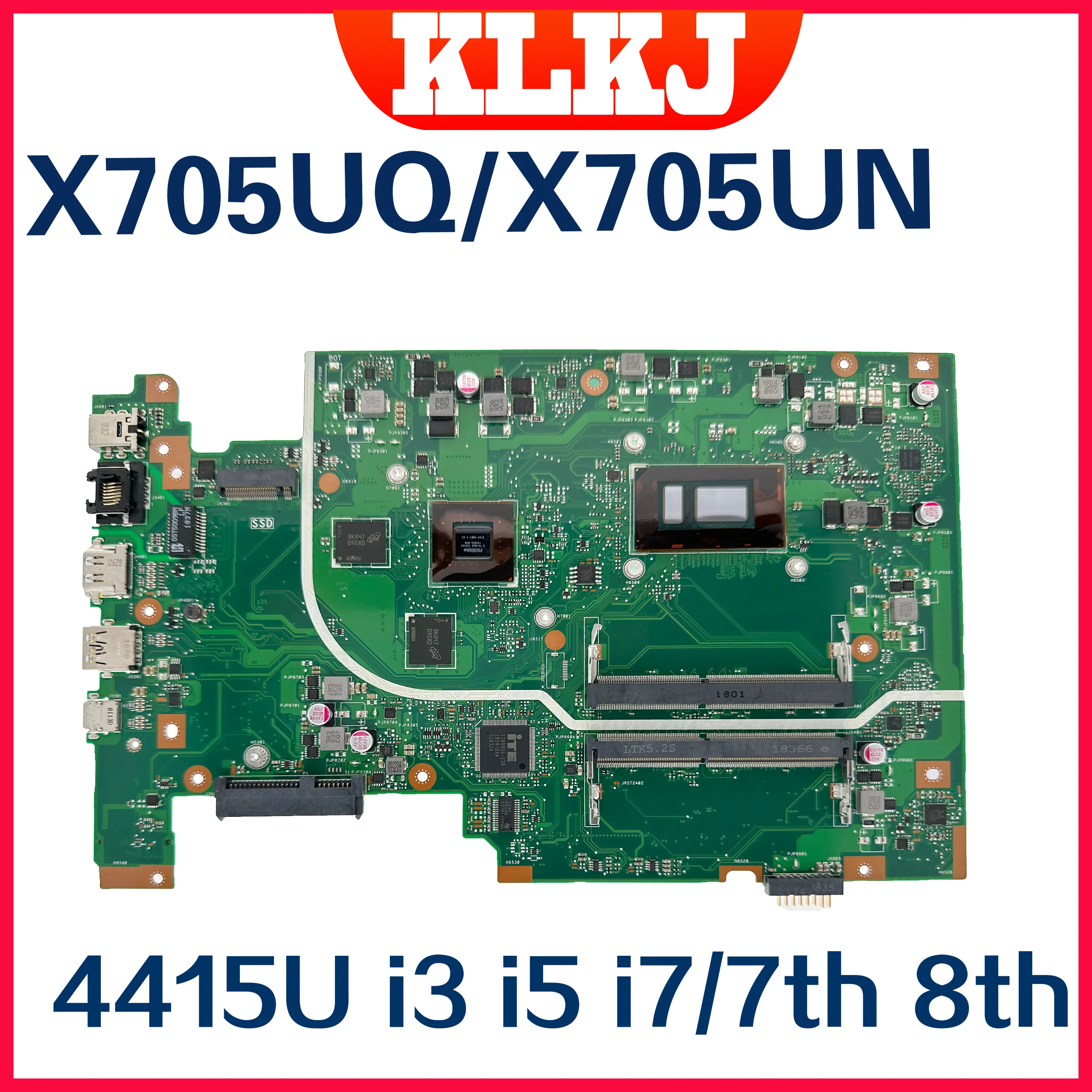 Dinzi X705UQ Mainboard For ASUS VivoBook X705UNR X705UA X705UQR X705UFR Laptop Motherboard I3-I5- I7-7th 8th  MX150/940MX/920MX