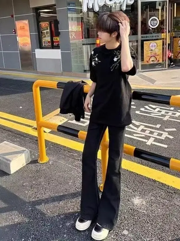 

Джинсы Bla High Street Micro Flare для мужчин и женщин, весна-осень, новые, облегающие, Cleanfit, базовые, длинные брюки для подростков