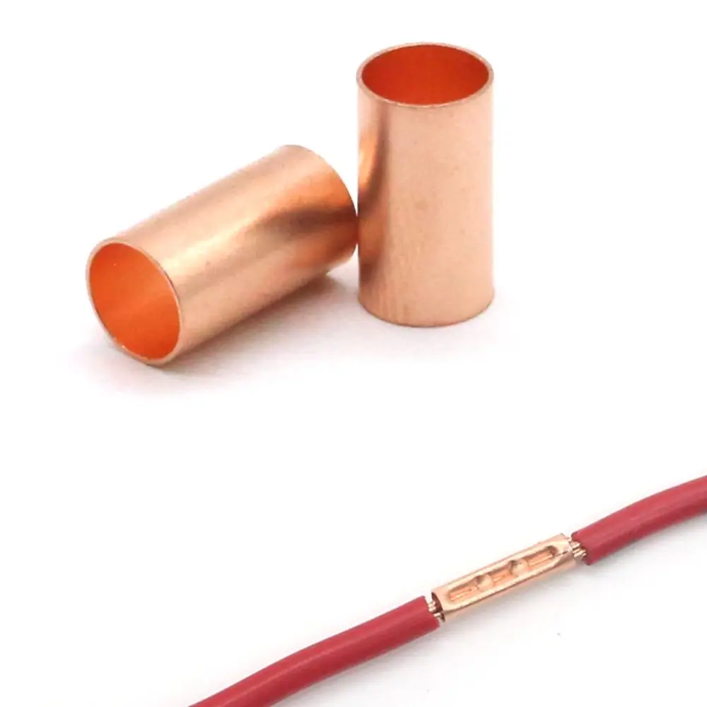 250Pcs 7 Size Wire Ferrules Kit Straight Tube Non Insulated Copper Crimp Connector Boxed Copper Terminal Assortment Kit