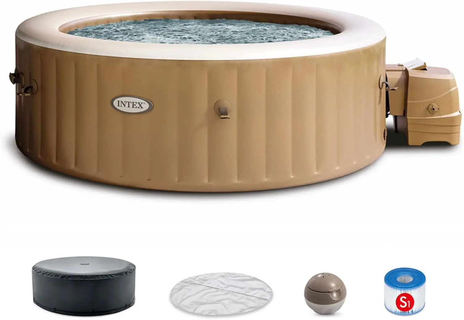 INTEX 28427EP PureSpa Bubble Massage Spa Set: Includes Energy Efficient Spa Cover – Push Button Control Panel