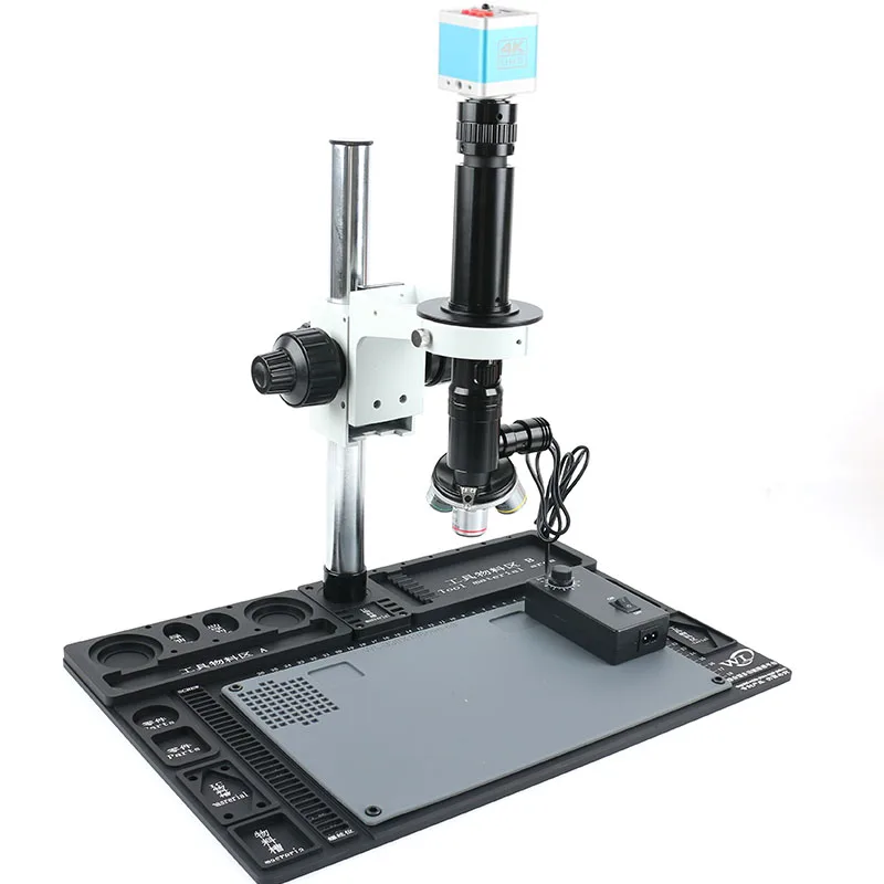 1000X 2000X Coaxial Light Lens 60MP HDMI USB Video Microscope Cameras Fine Adjustable Focusing Bracket aluminum plate Stand Set