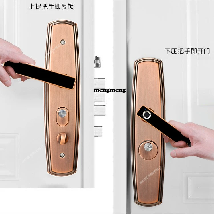 Anti-theft door fingerprint handle entry door free wiring red ancient stainless steel door lock smart lock