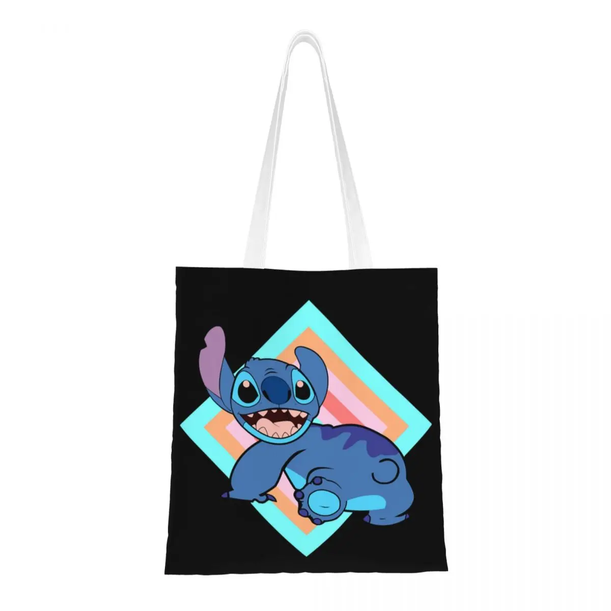 Custom Funny Lilo Stitch Cartoon Anime Manga Shopping Tote Bags Recycling Grocery Canvas Shoulder Shopper Bag