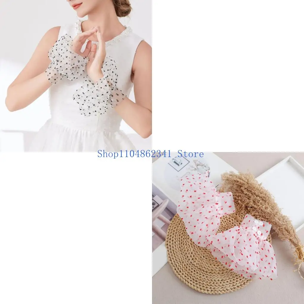 

5asd Sheer Flared Arm Sleeves Wrist Cuffs Arm Covers Tulle Sleeves For Office Women