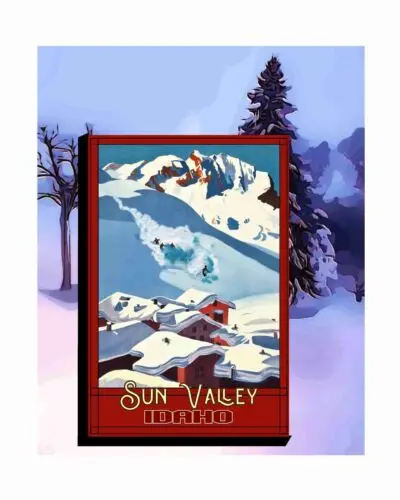 Set Of 6 Travel Poster Greeting Cards Ski Sun Valley Idaho