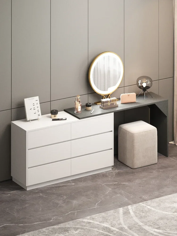 Wyj Modern Makeup Table Chest of Drawers Mirror with Light Integrated Corner Light Luxury Single Storage Cabinet