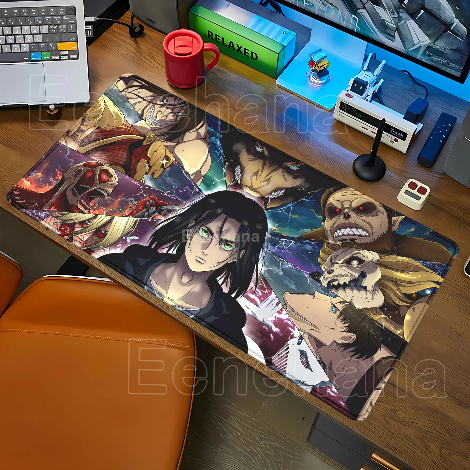 

Коврик для мыши в стиле аниме «Атака Титанов», игровые офисные аксессуары, клавиатура для ПК, большой игровой резиновый настольный коврик, компьютерный нескользящий коврик для мыши XXL