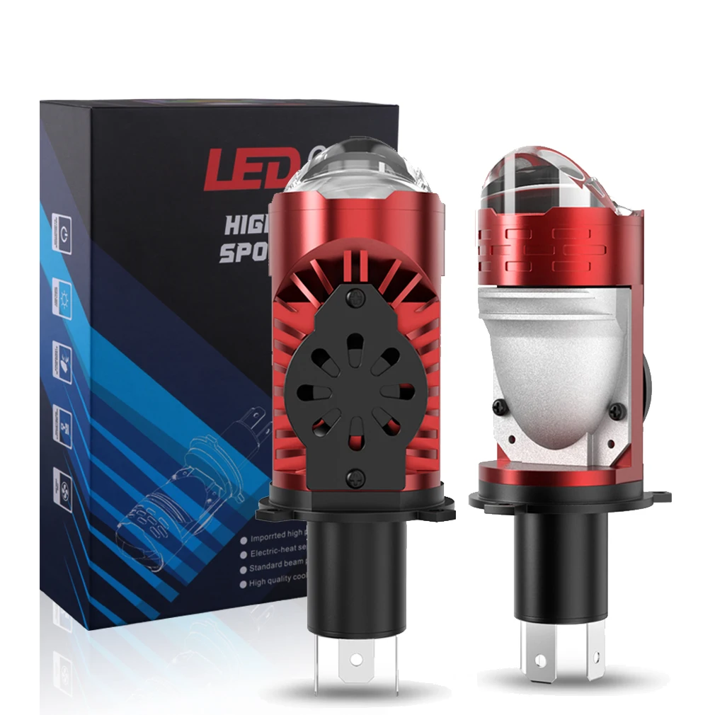 

H4 LED Projector Lens Car Headlight Bulbs CANBUS Turbo Auto Bulb High Low Light Fog lamp bulb12V 24V Turbo Fan 6000k White Light