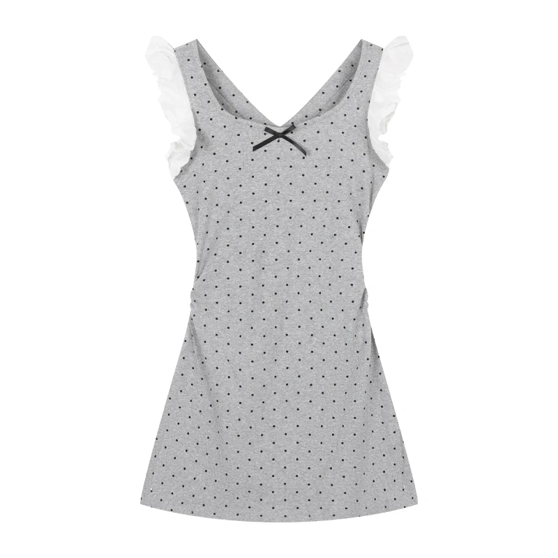 

New Party Club Dress Women Clothes Sexy Sweet Polka Dot Dress For Women Summer A-line Short Lace Flying Sleeve Dress