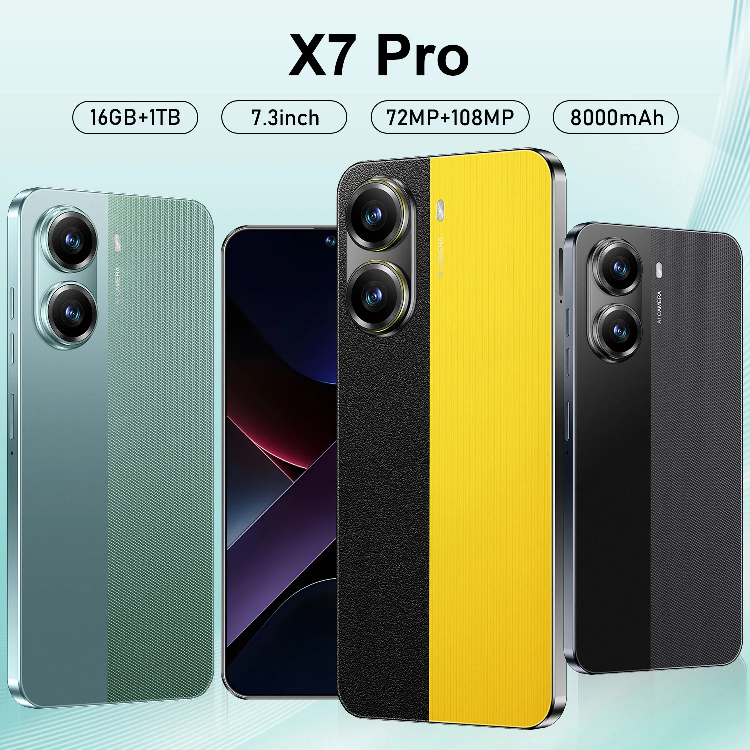 العلامة التجارية الجديدة X7 Pro الهاتف الذكي 5G 7.3HD بطاقة SIM المزدوجة 22G + 2 تيرا بايت هاتف محمول 8000mAh أندرويد الإصدار العالمي الهواتف المحمولة الهواتف المحمولة #1