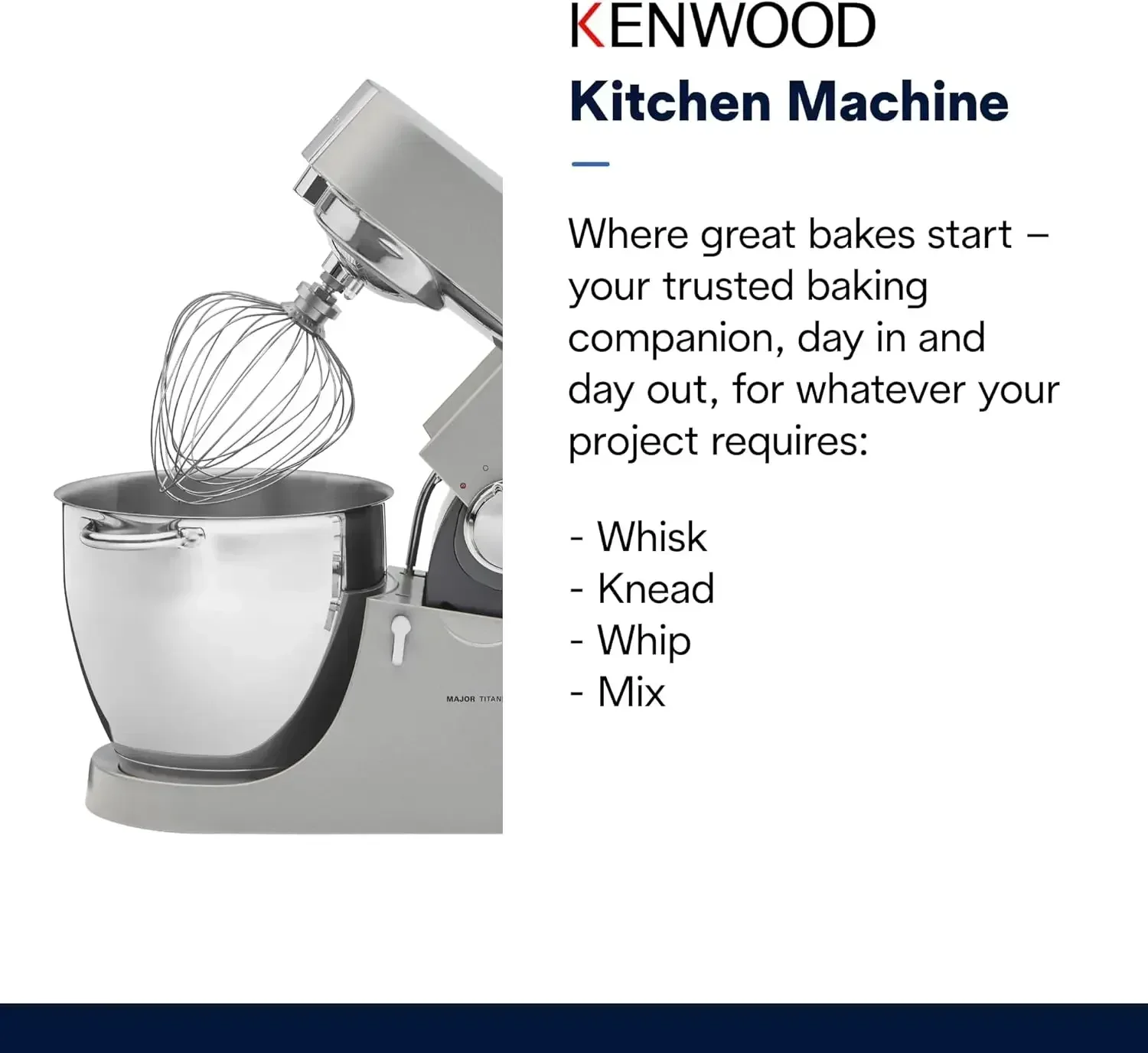 De’Longhi Chef Titanium Kitchen Machine, Stainless Steel - 7 qt   Mixer  800W Motor & Electronic Variable Speed Control