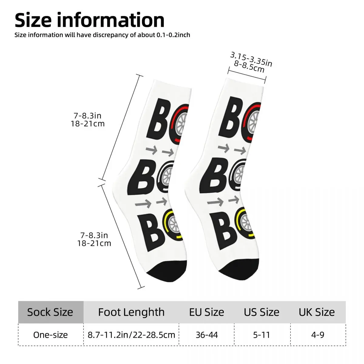 Tyre Compound Marker Socks Printed Men's Stockings Polyester