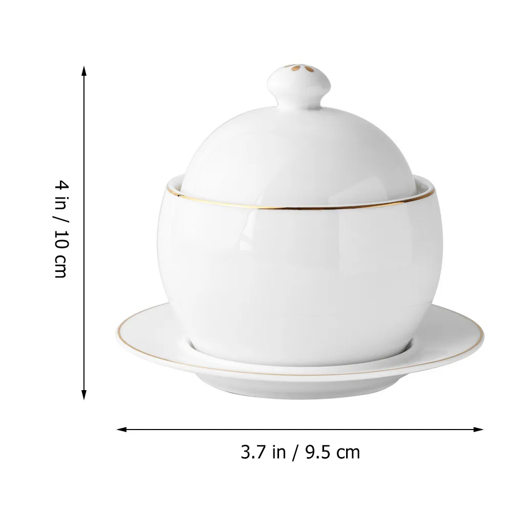 1Set Premium Ceramic Stew Pot with Lid for Steaming Bird's Nest Soup Bowls Heat Retaining Dustproof Kitchen Tableware Ceramic