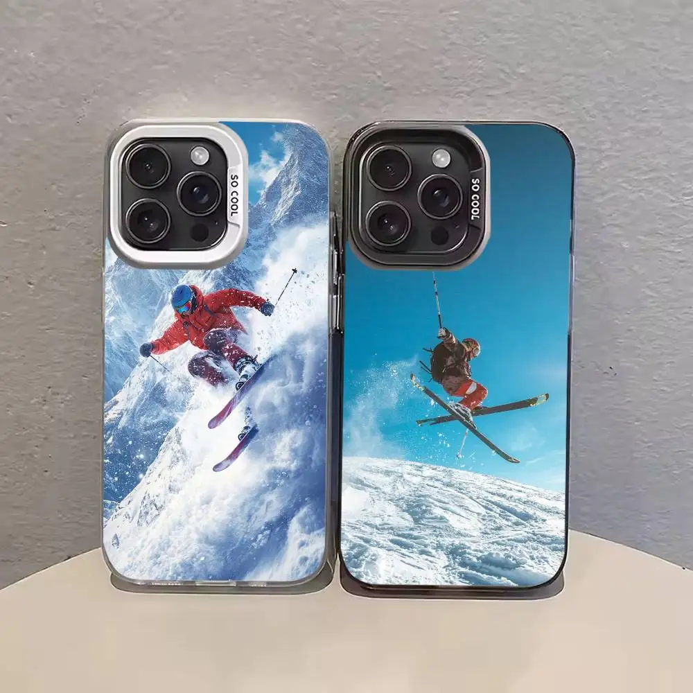 

Skiing sports wallpaper Phone Case Color Silver Shell For IPhone 17 16 15 14 13 12 11 Pro Max Plus