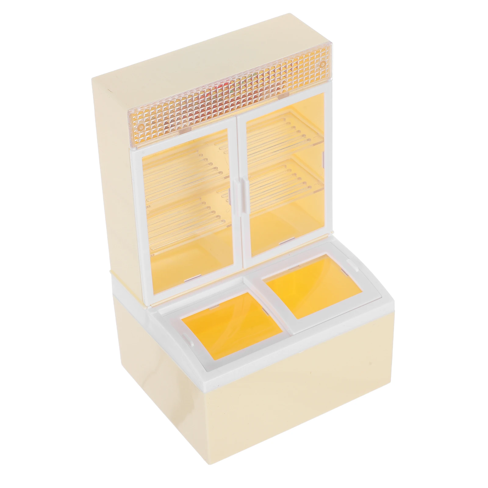 

Fridge Simulation Ice Cream Cabinet Mini for Dollhouse Kids Pretend Play Freezer Model Beige Miniature Display Child