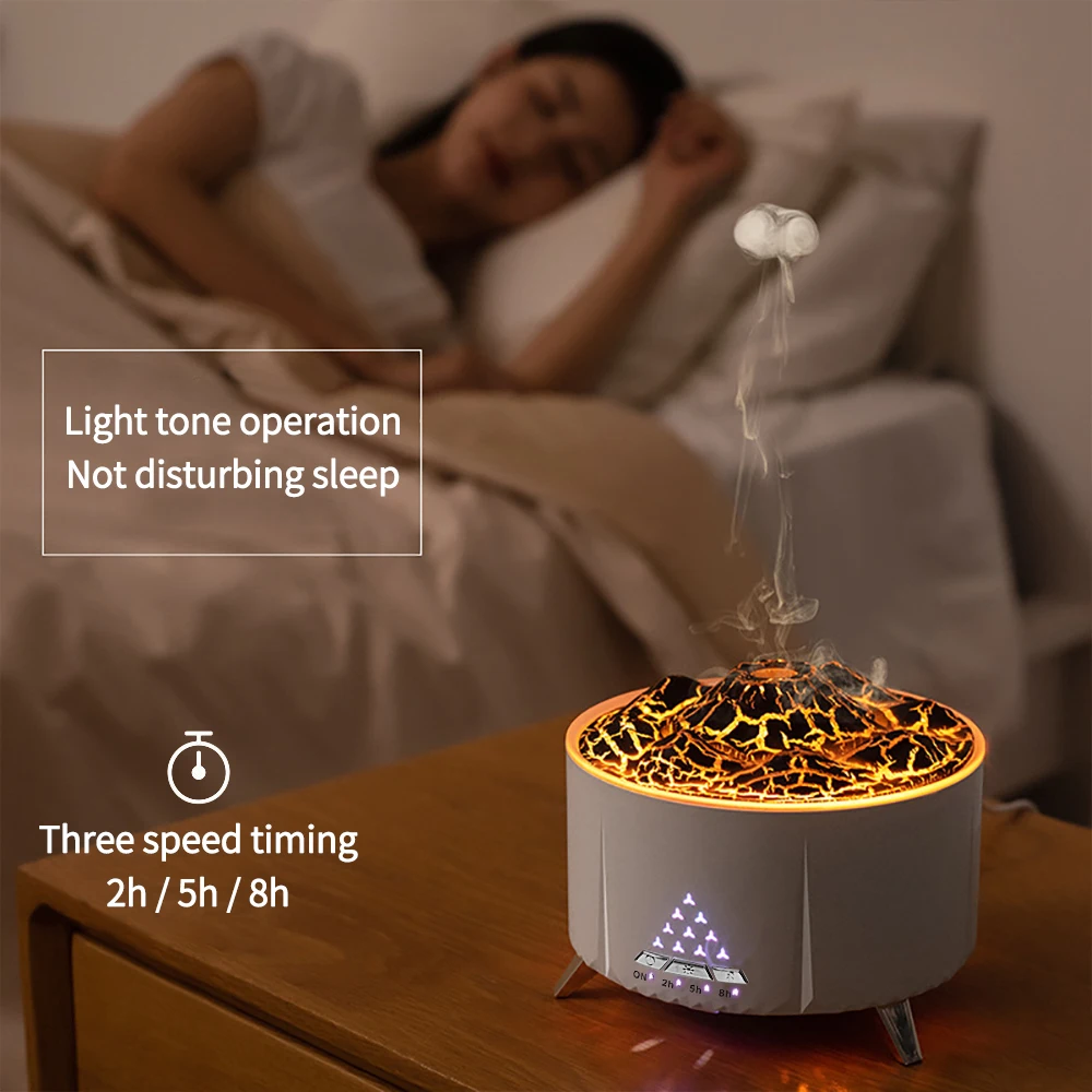 Flame Volcano Air Humidifier Sleep Assist Bluetooth Speaker eEssential Oils Diffuser Aromatherapy Machine with Remote Control