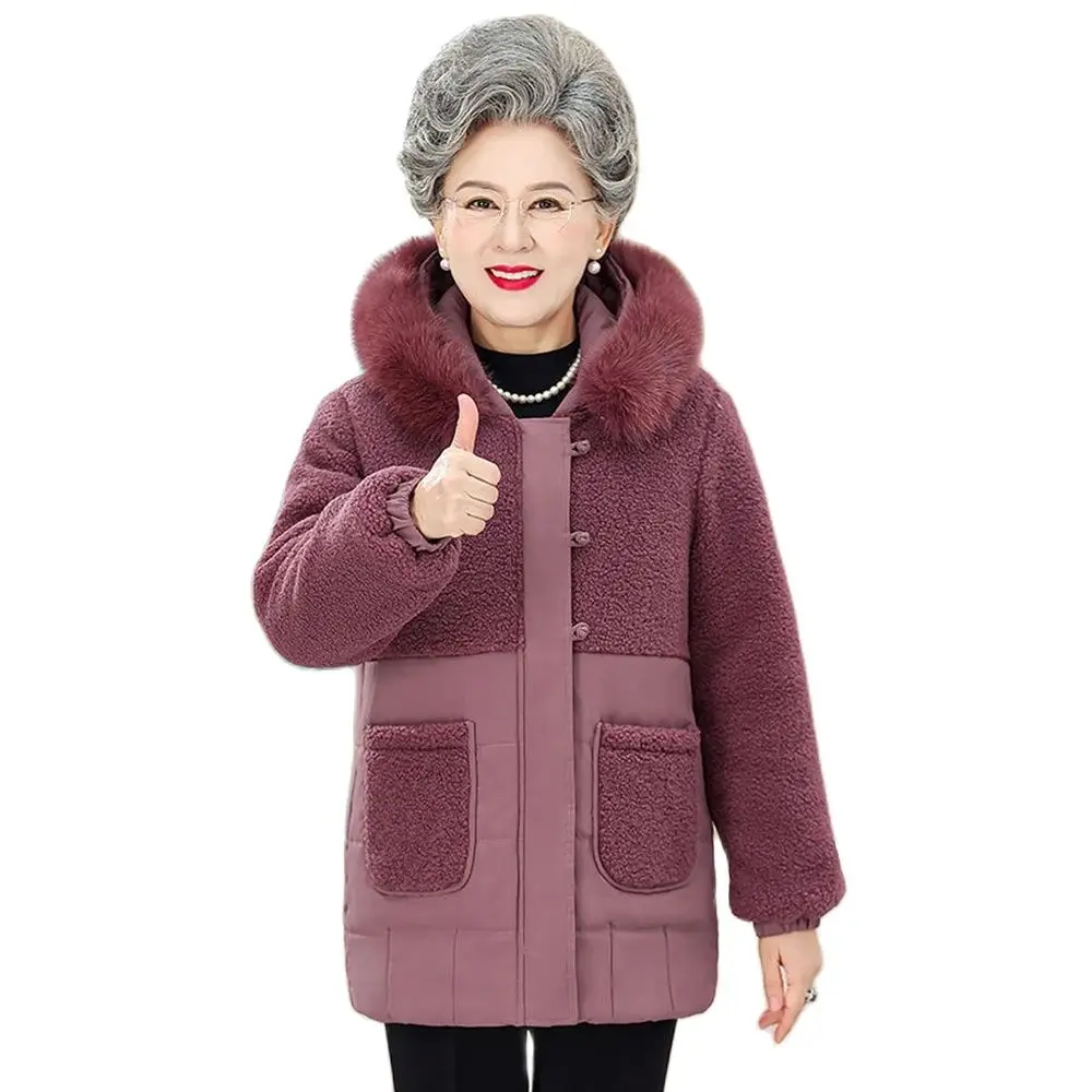 

Mother Fashion Cotton-padded Clothes Large Size Middle-aged And Elderly Women's Hooded Loose Warm Retro Chinese Coat Woman 6XL.