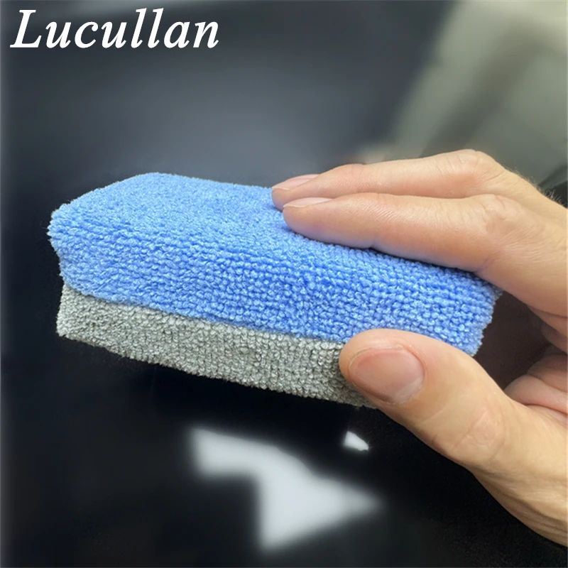 Lucullan Blue & Yellow Dual Color Stitching spugna per ceretta in microfibra 3 \