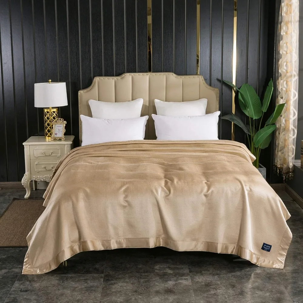 EP Mode Luxury Mulberry Silk Blanket with Silk Charmeuse Border Silk Is Natural Fiber Which Is Skin-friendly, Non-Irritating