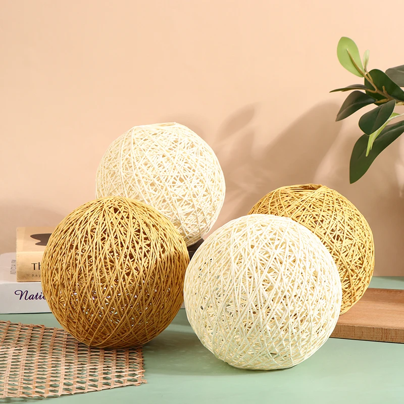 Round Concise Hand-woven Rattan Vine Ball Pendant Lampshade Light Lamp Shades Light Accessories(15cm Diameter)