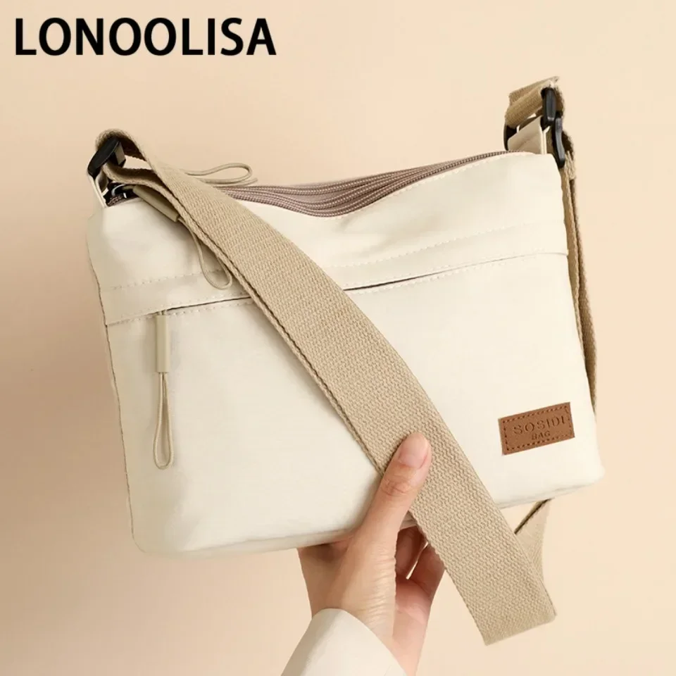 3 Main Pockets High capacity Shoulder Crossbody Bag for Women Multi-pocket Purse canvas Handbag Suitable for mothers shopping