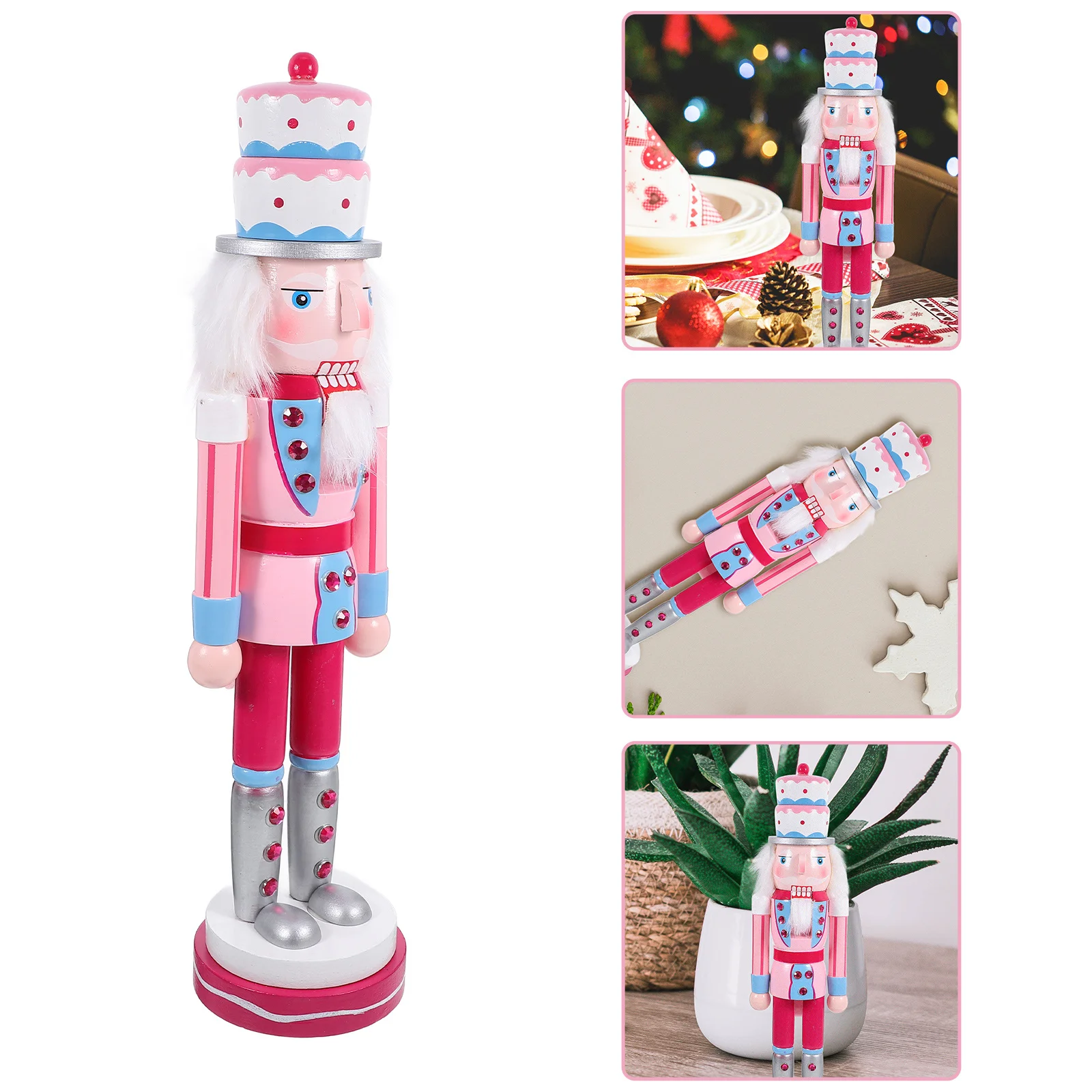 

Wood Nutcracker Figure Charming Home Decoration for Christmas Party Desktop Holiday Ornament Wood Nutcrackers Nutcracker Decor