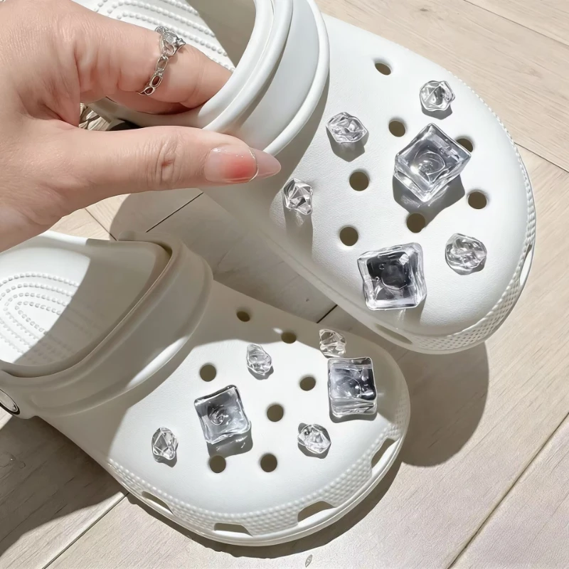 Girls Creative Ice Cube Shoe Charms Set DIY Garden Quality Designer Hole Shoes Accessories Gift Simulation Garden Decoration