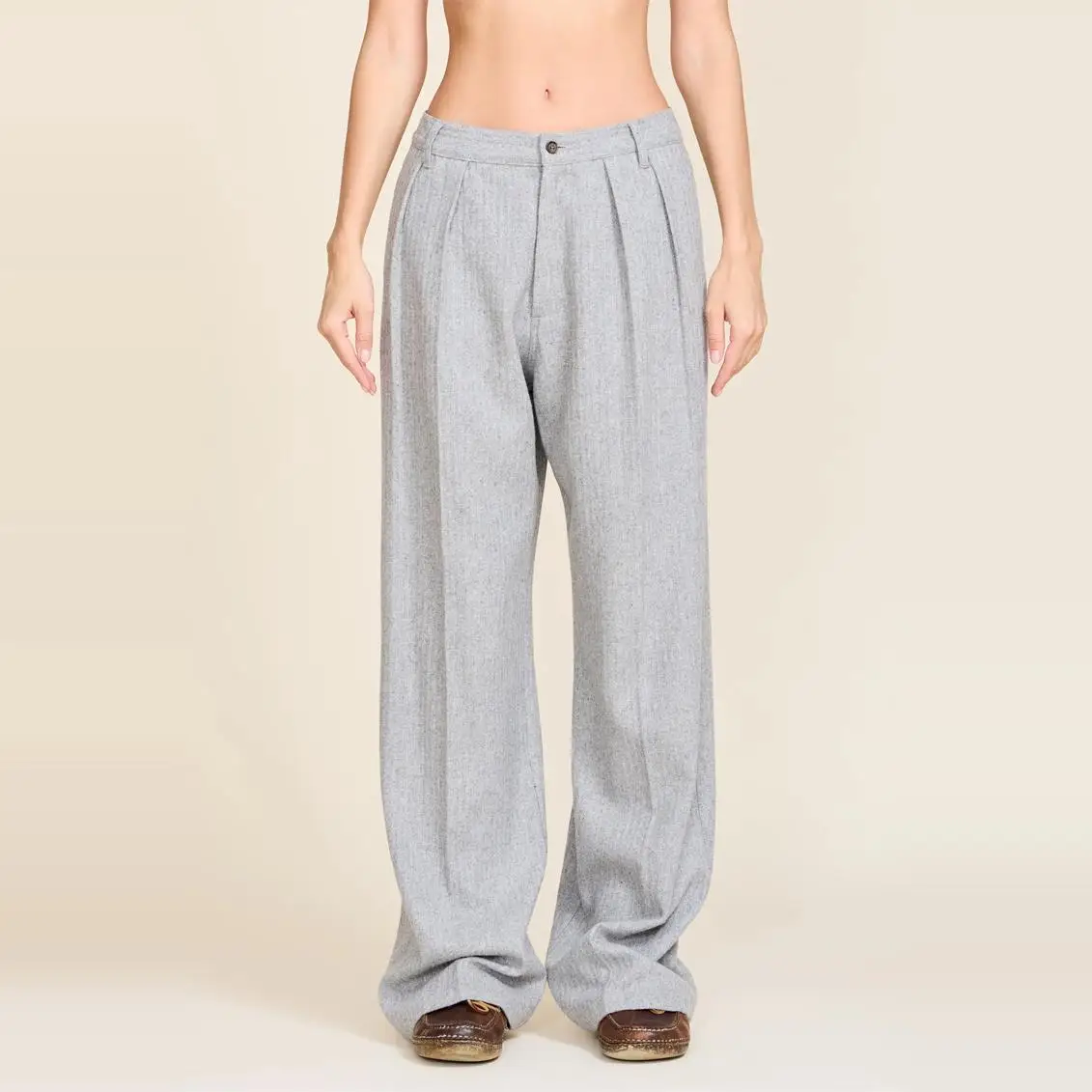 NIGO LP Women's Four Seasons Casual Solid Color Wool Blend Wide Leg Straight Leg Pants #nigo61227