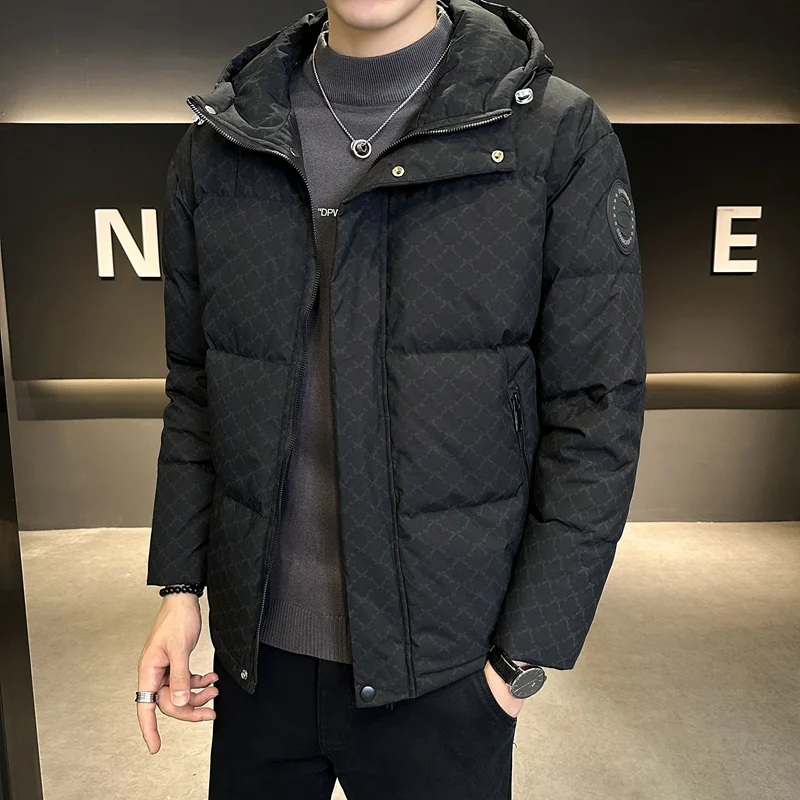 Doudoune d'hiver à capuche pour hommes, chaude et épaisse, rembourrée en coton, manteau à la mode et polyvalent, résistant au froid