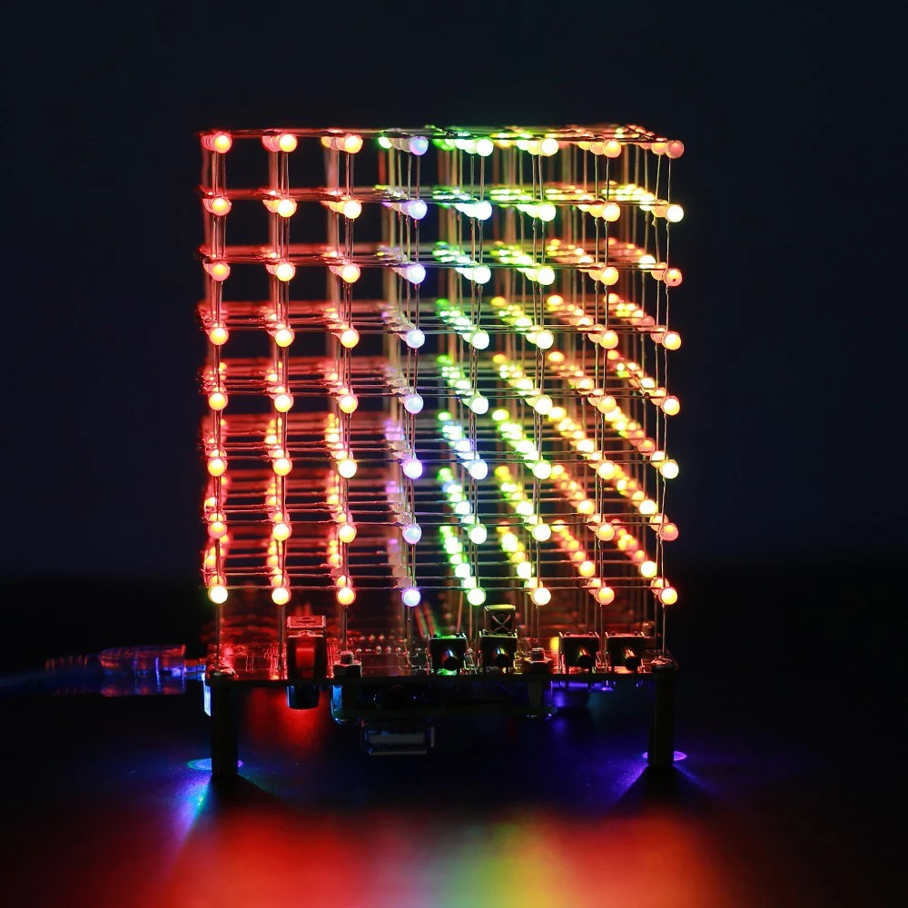 DIY LED zestaw elektroniczny światło muzyczne RGB kostka 3D wzmacniacz kompatybilny z Bluetooth odbiornik FM walentynki prezent praktyka lutowania