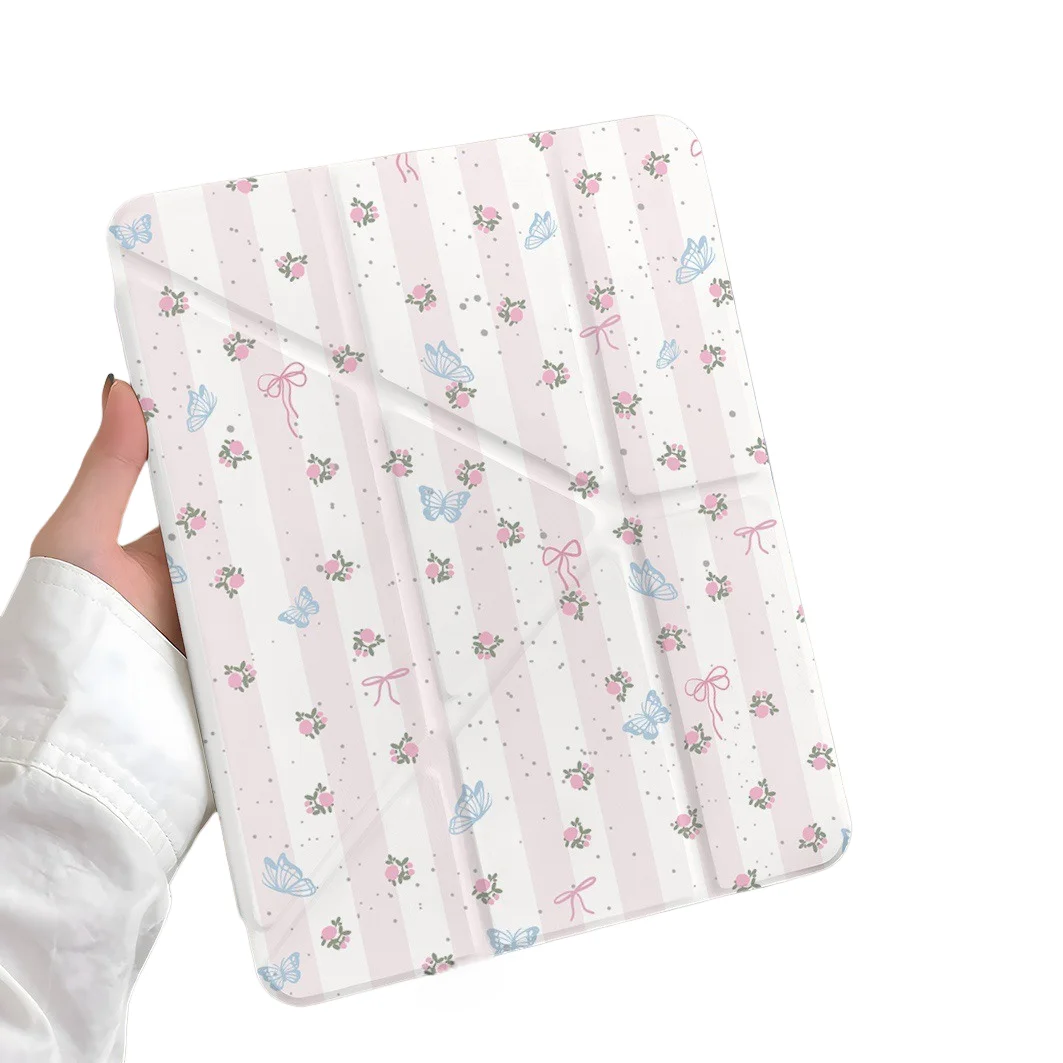 

Чехол для планшета с цветочным принтом и бабочкой для iPad Pro2024 2022 2021 2020 2019 2018 17 11 10 9 8 7 6 5 Air7 6 5 4 3 2 1 Cover