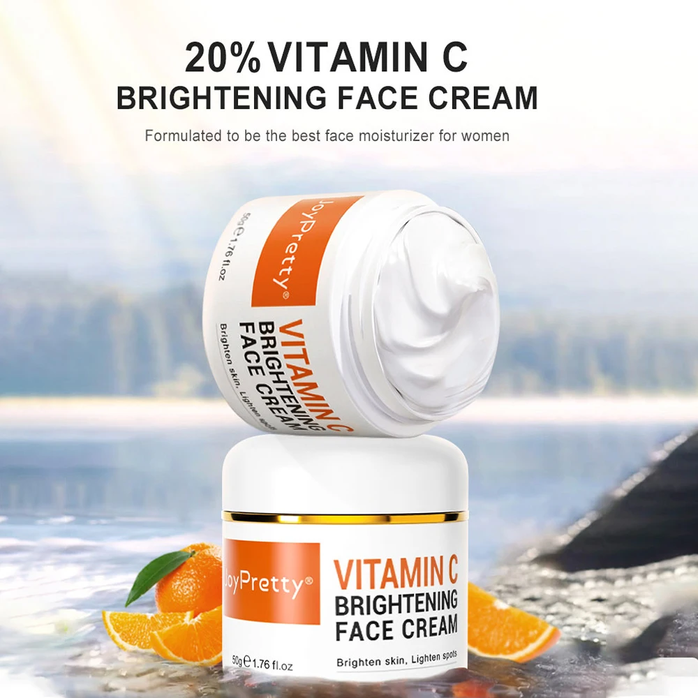 Crema Facial con vitamina C, blanqueamiento, rejuvenecimiento, ácido hialurónico, hidratante, eliminador de manchas oscuras, crema Facial iluminadora, cuidado de la piel