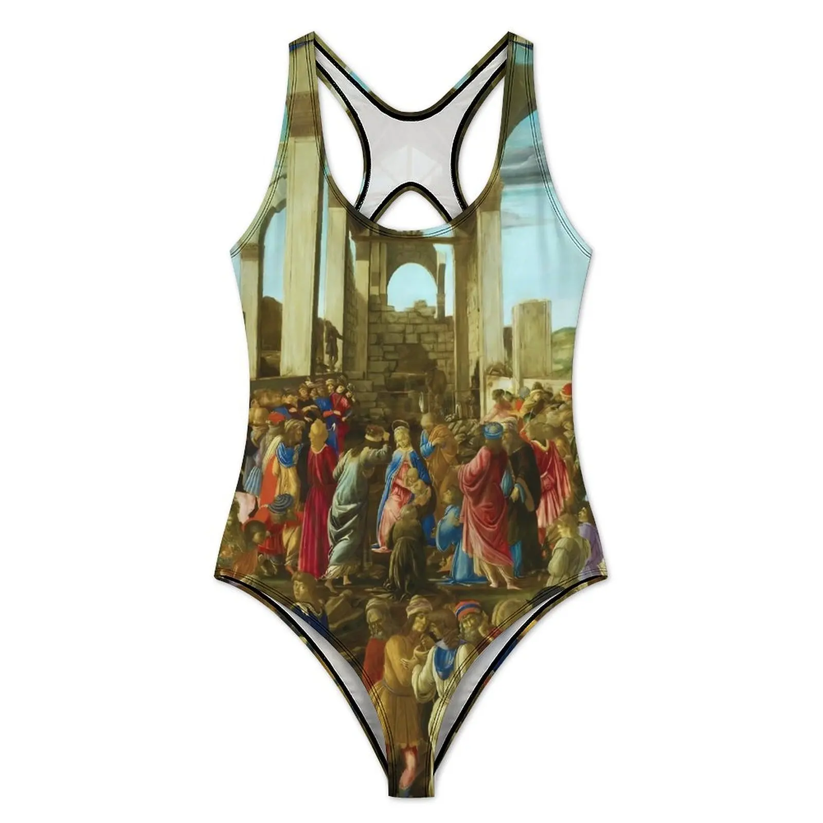 Sandros Botticelli Swimsuit The Adoration of The Magi 1470 One Piece Swimwear Push Up Fashion Bathing Suits Sexy Holiday Bodysui