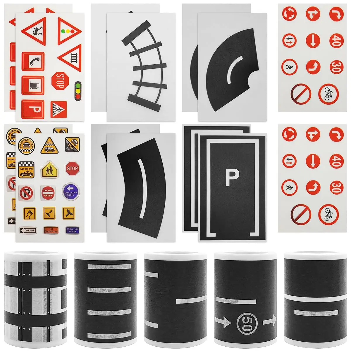 2/4/5Pcs DIY Railway Road Tape Traffic Sticker Adhesive Intelligence Route Mark Safety Education Creative Study Road Signs Tool
