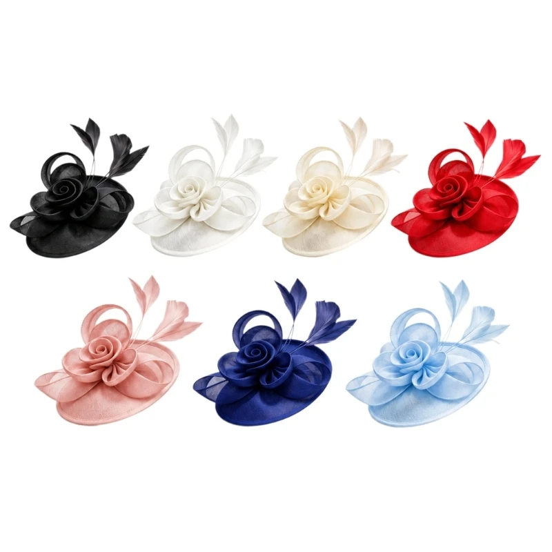 Linen-Look Fascinator Hat with Hand-Shaped Flower Form, Clip and Headband Fasteners for Race-Day Gatherings and Weddings