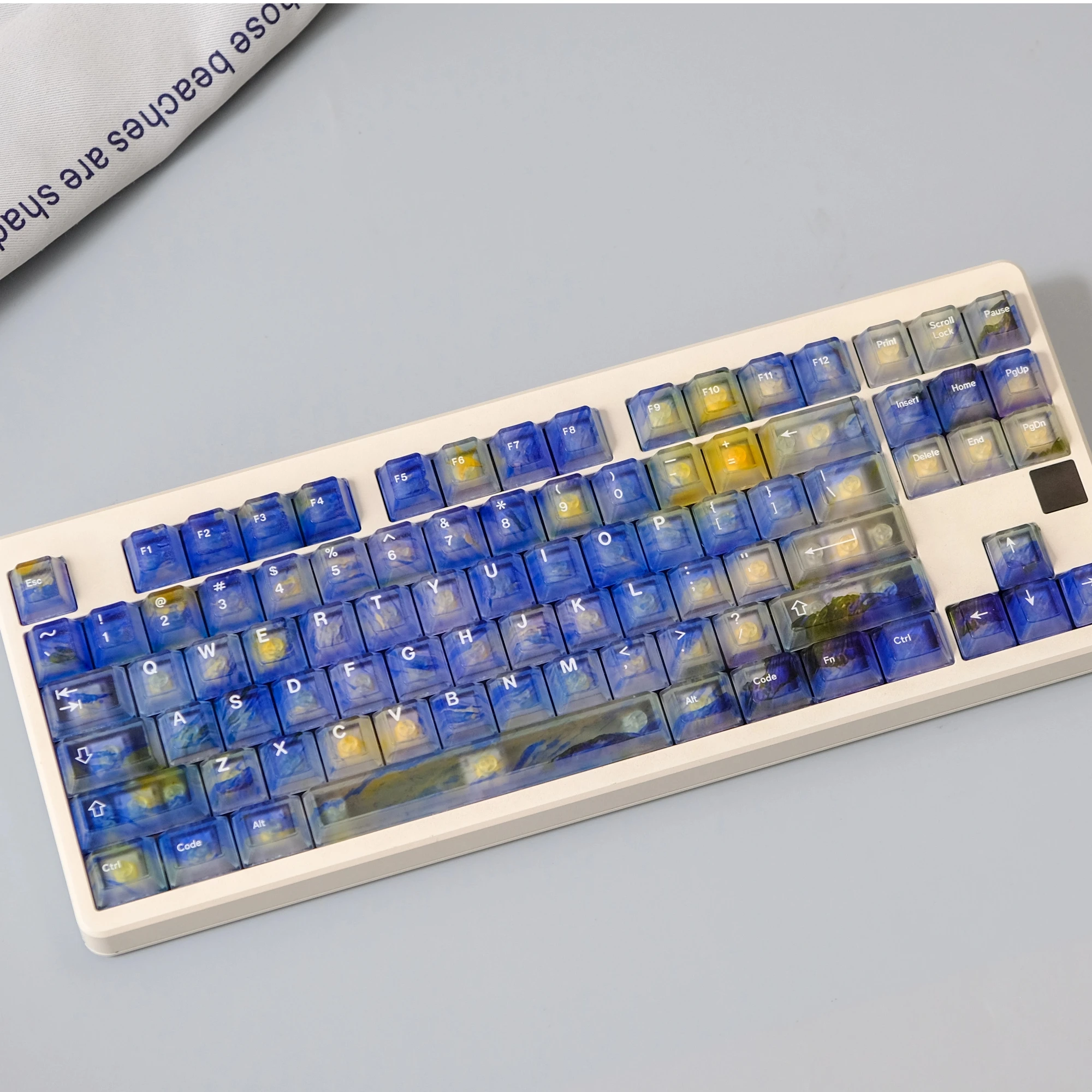 Aifei Starry Night Sky Keycaps Van Gogh 122 Keys ABS Double Shot Fog Translucent for Mechanical Keyboard AULA F75 Ajazz Mad60he