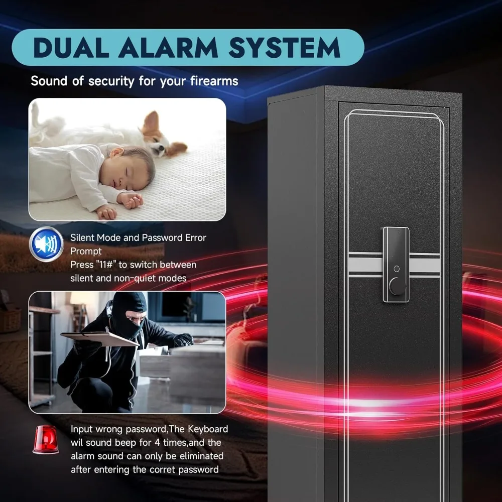 

"13-15 Gun Safe for Rifles & Pistols - Biometric Fingerprint Lock with Adjustable Racks"