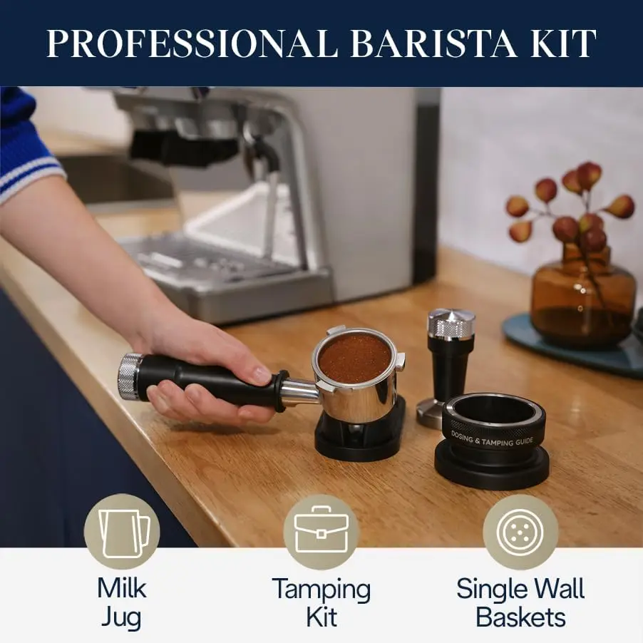 Evo Espresso Machine with Cold Brew, Manual Milk , Barista Kit for Latte, Cappuccino, Built-in Grinder, EC9255M