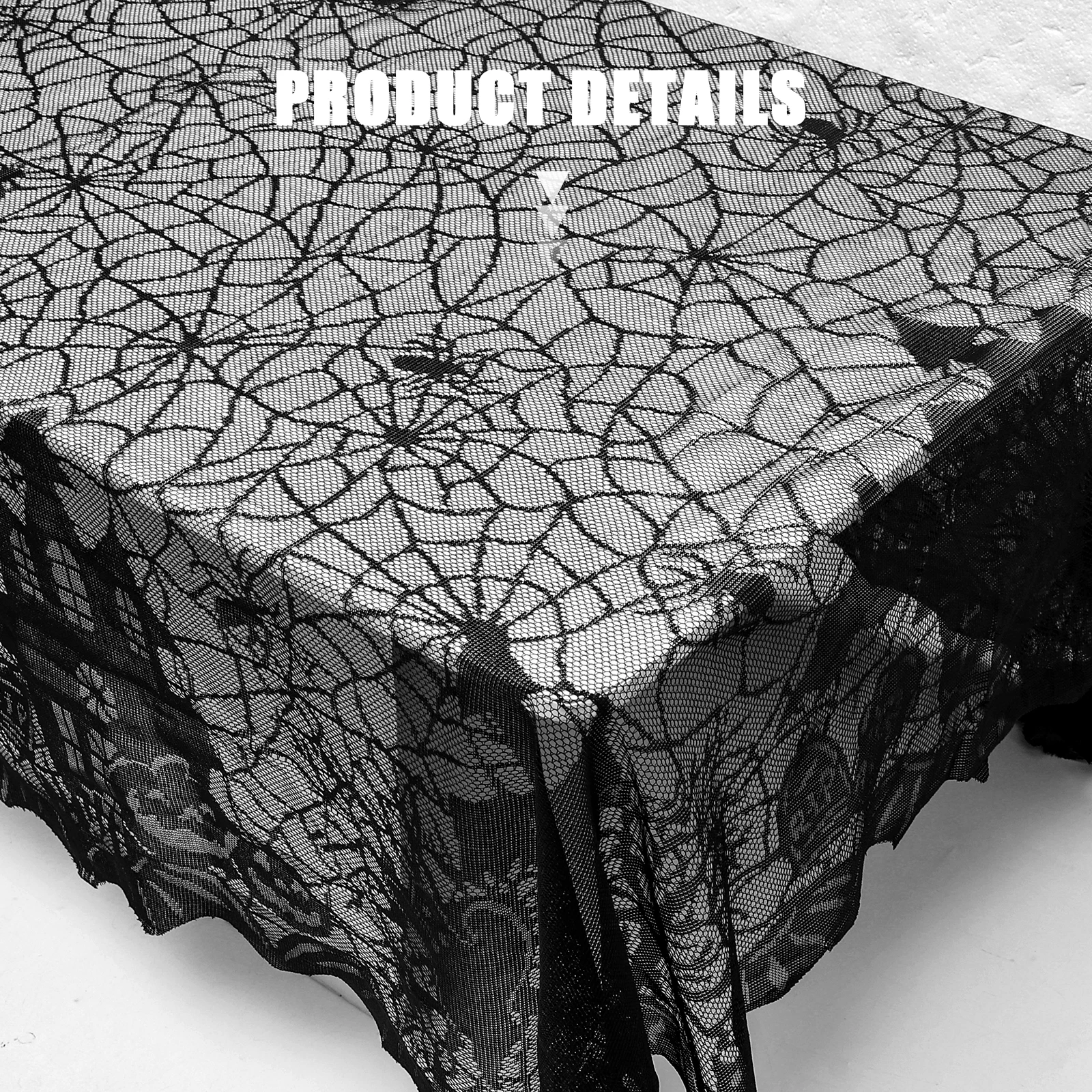 

Halloween Spider Web Tablecloth Rectangle Dinner Fireplace Party Lace 60x120cm Table Decor Spider Web Pattern Tablecloth