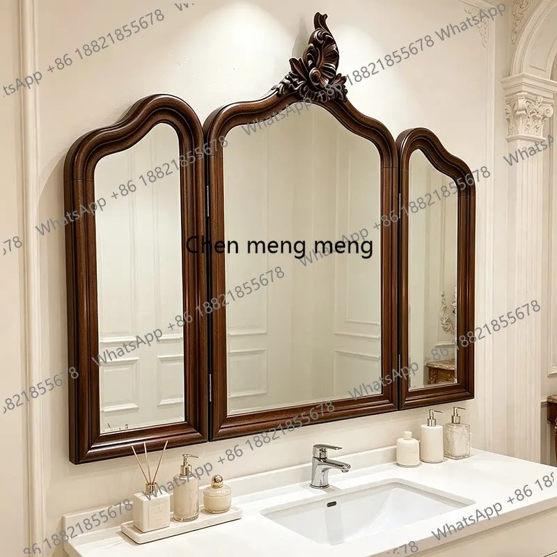 R134 French retro vanity vanity mirror toilet three-sided bathroom mirror American home folding