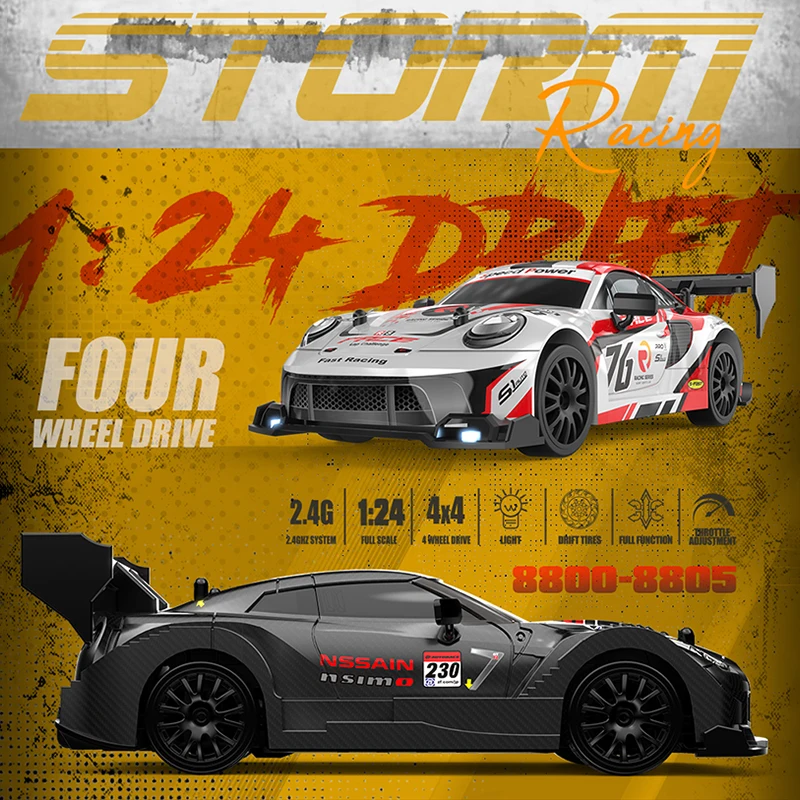

RC Drift Car 2.4G Гоночный автомобиль с дистанционным управлением Детская игрушка 4WD Высокоскоростная модель со светодиодной подсветкой Игрушки для мальчиков Дети Рождественские подарки