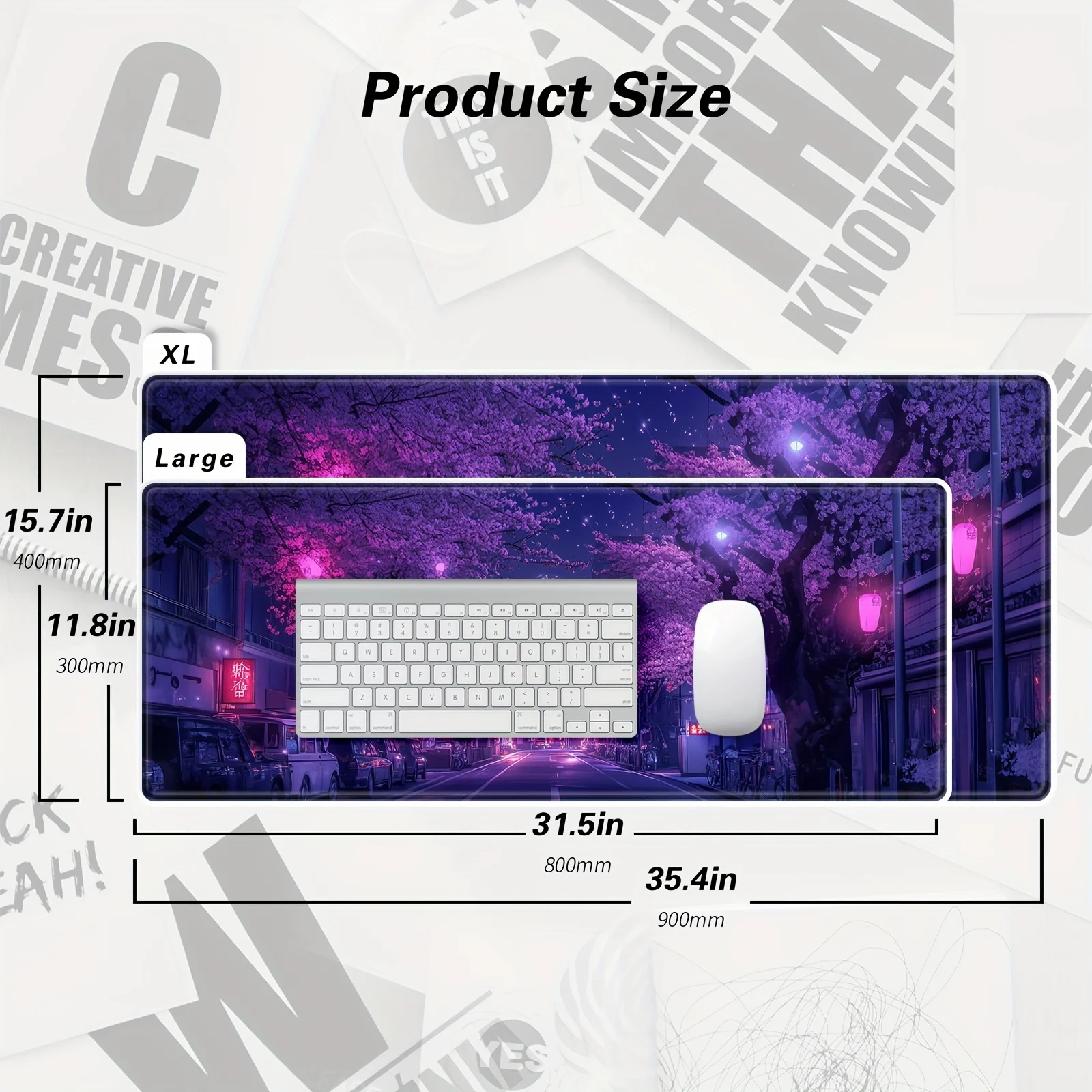 لوحة الماوس اليابانية الشارع الأرجواني ساكورا ملحقات مكتب العمل وسادة مكتب حامي الماوس غرفة الألعاب الديكور غمبد