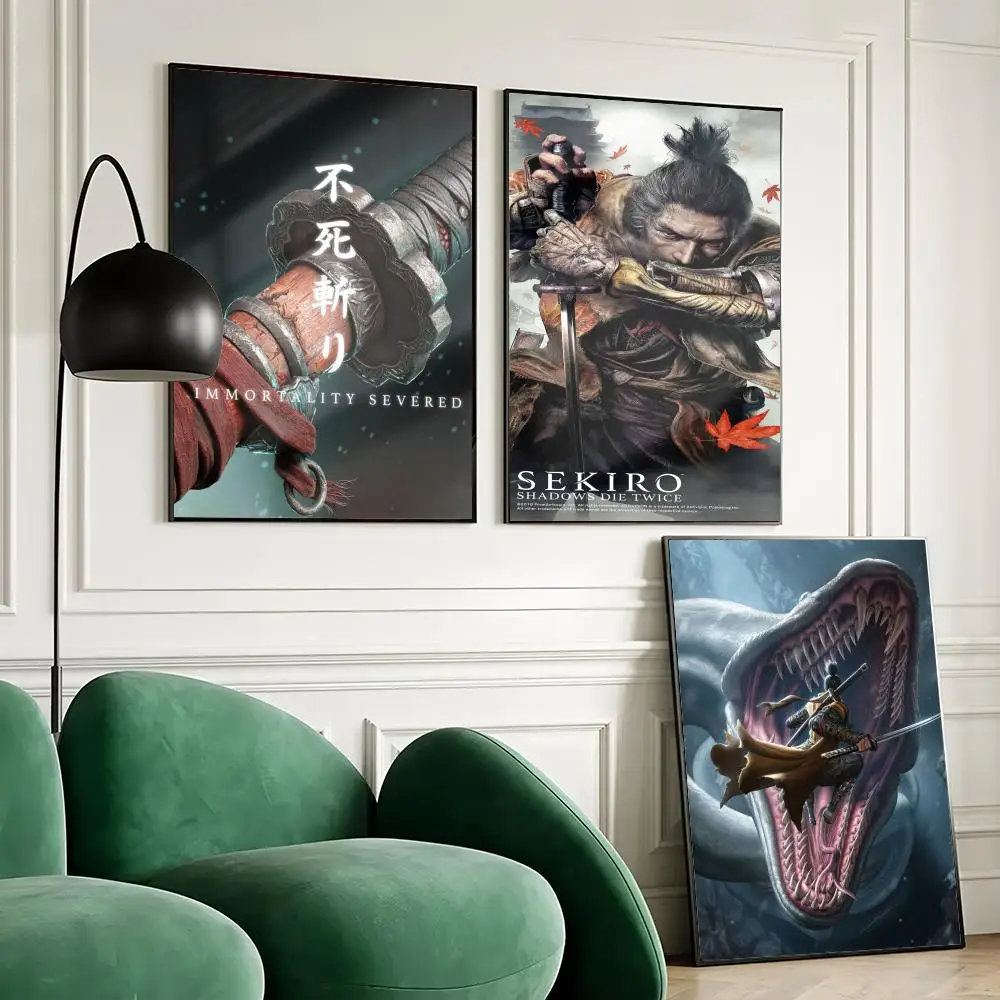 Game S-SEKIRO S-Shadows Die Twice Poster Stickers Painting Mural HD Decals for Bedroom Living Room Home Self-Adhesive Decor Gift