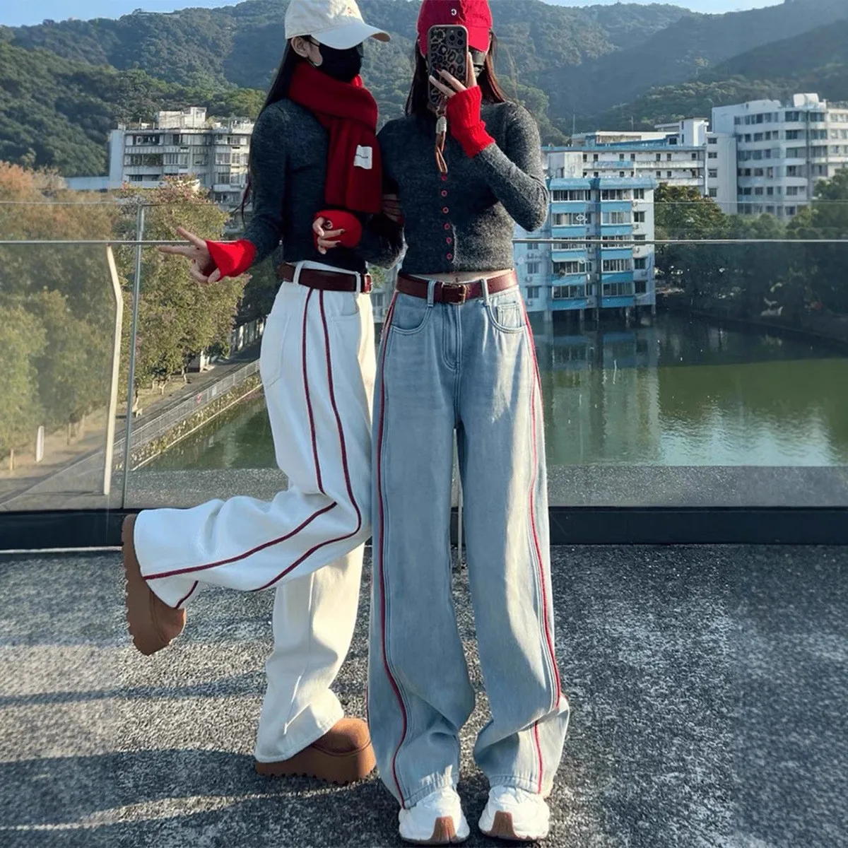 

High Waist Wide Leg Loose Fit Straight Jeans Women's Casual Spring Autumn Pear Shape Body Slimming Versatile Long Pants