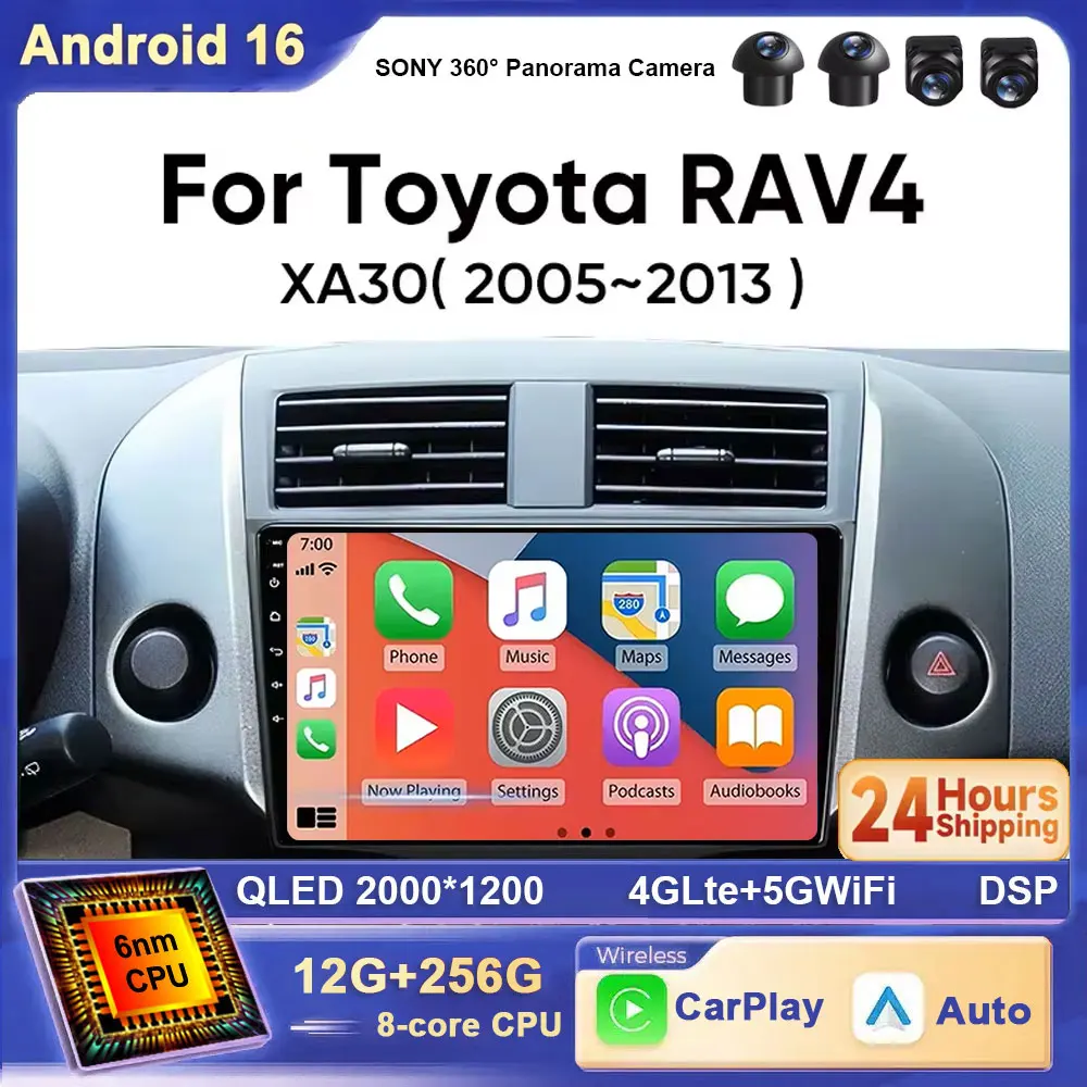 Android 16 Car Radio For Toyota RAV4 Rav 4 2005 - 2009 2010 2011 2012 2013 Carplay Android Auto
