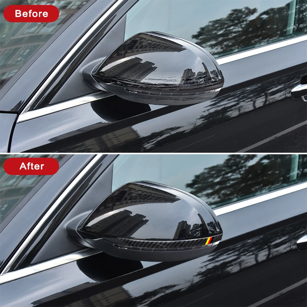 For Audi A6 C7 A7 12-18 Car Rearview Mirror Anti-collision Bar Stripes Carbon Fiber Texture Sticker Decal Auto Accessories
